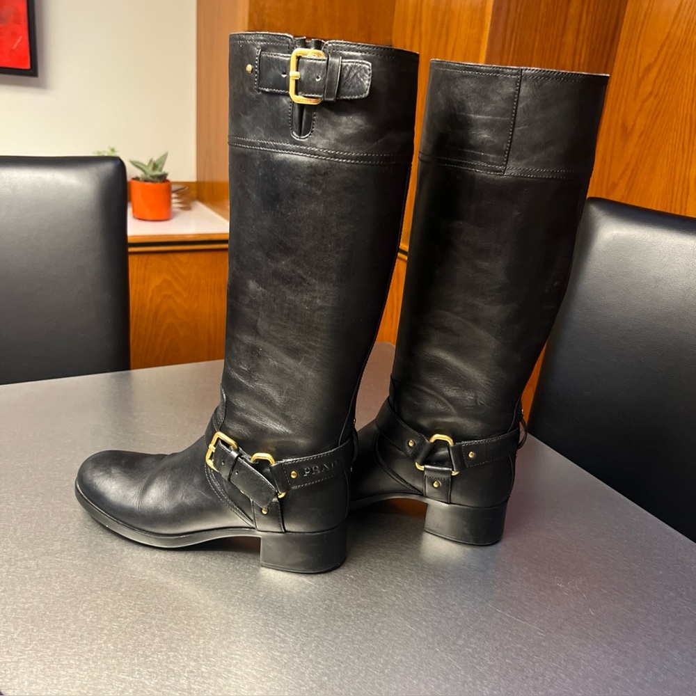 PRADA Biker Boot 3W4911 Black (Nero) Leather, IT size 38.5